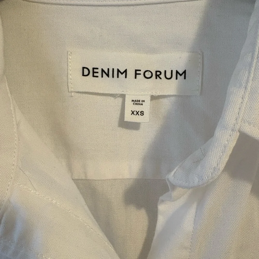 Aritzia Denim Forum 100% Cotton Jane short sleeve Oversized White button - Picture 4 of 6